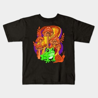 Psychedelic Mushrooms & Frog Kids T-Shirt